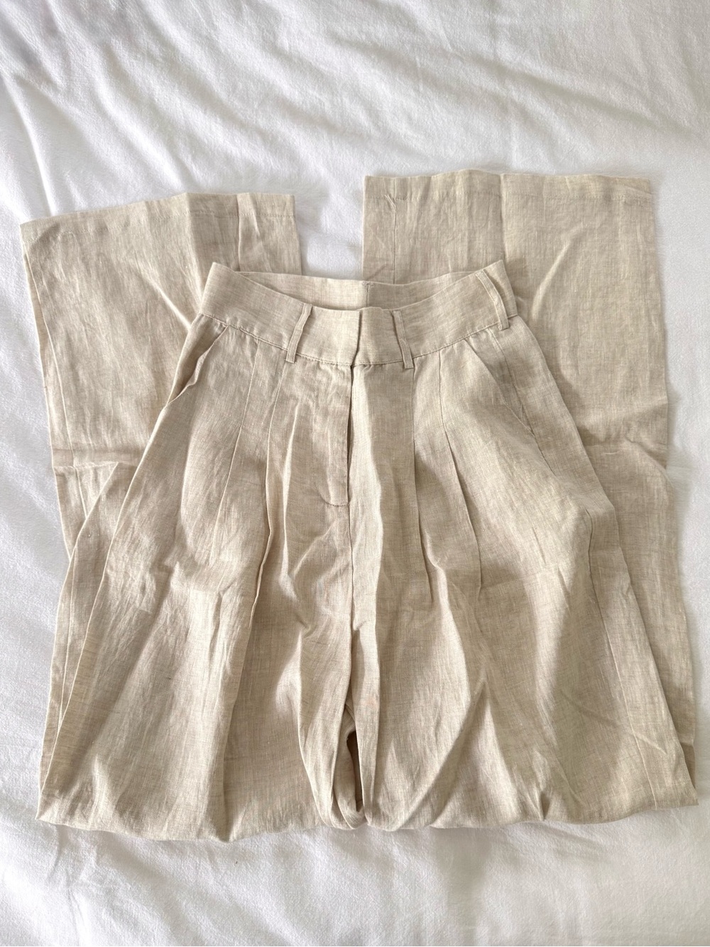 Style Addict Kenya Wide-Leg Linen Trousers in Cream Size XS - Picture 3 of 6